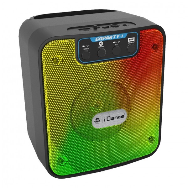 iDance GoParty 1 Rechargeable Bluetooth Speaker with Disco Lights - Angled, Right