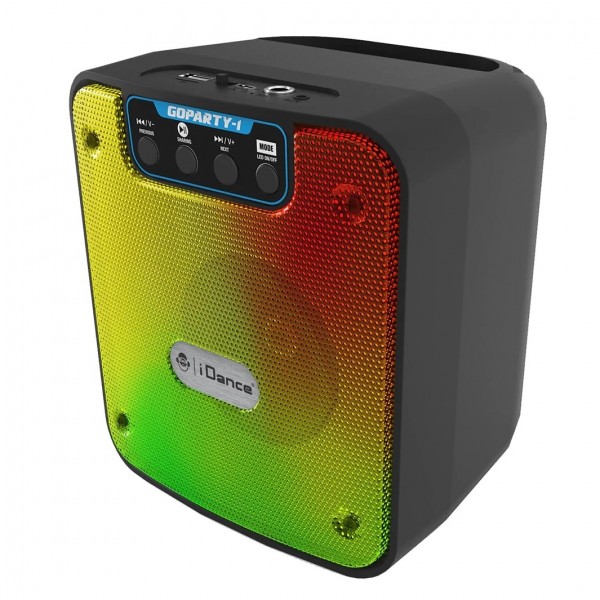iDance GoParty 1 Rechargeable Bluetooth Speaker with Disco Lights - Angled, Left
