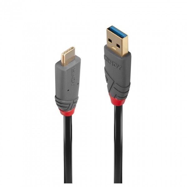 Lindy USB 3.2 Type A to C Cable, 5A PD, 0.5m - Connectors, Angled