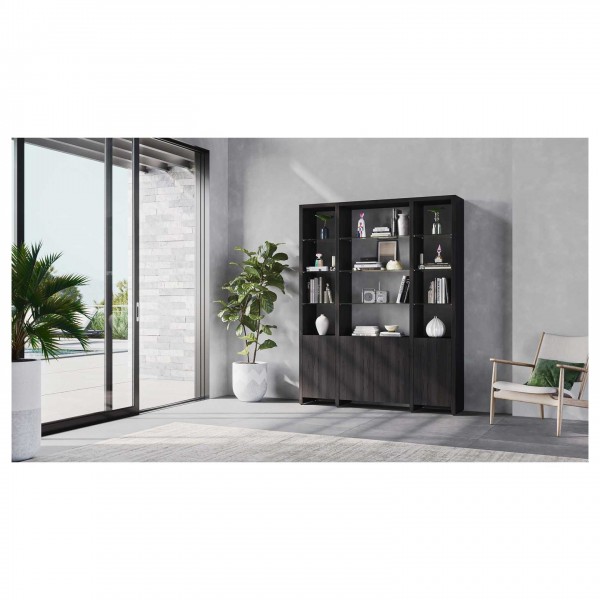 BDI Linea 5802A Charcoal Stained Ash Double Width Bookshelf Add On