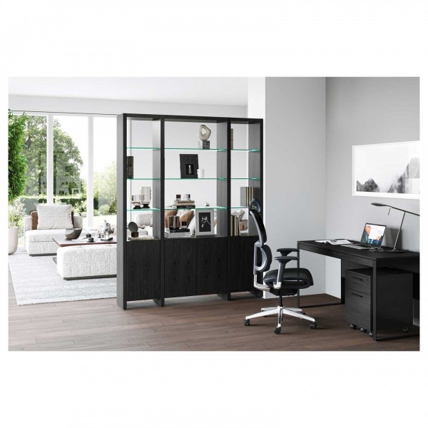 BDI Linea 5802A Charcoal Stained Ash Double Width Bookshelf Add On
