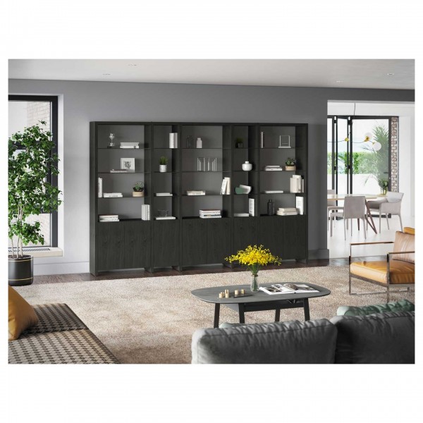 BDI Linea 5802A Charcoal Stained Ash Double Width Bookshelf Add On