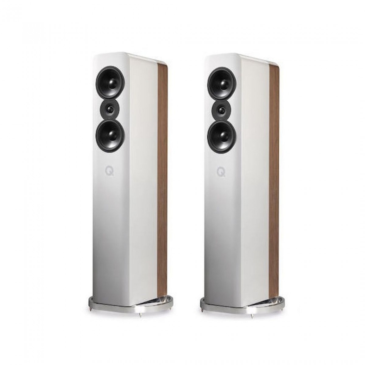 Q Acoustics Concept 500 Gloss White / Light Oak Floorstanding Speakers (Pair) – Nearly New