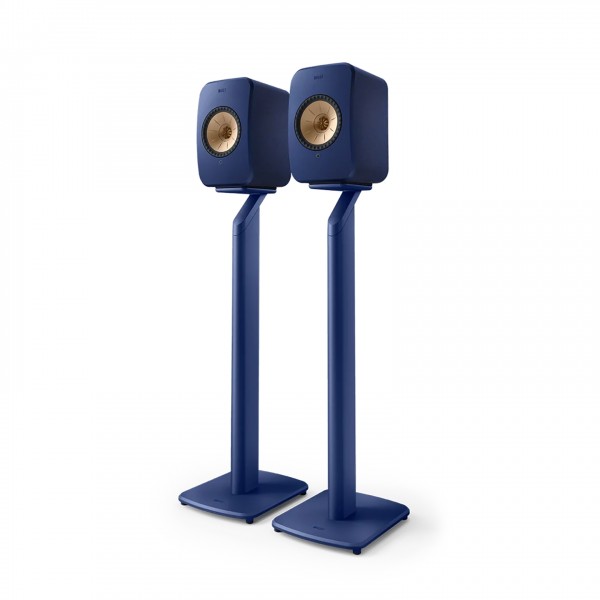 KEF S1 Cobalt Blue Floor Stands with blue KEF LSX II