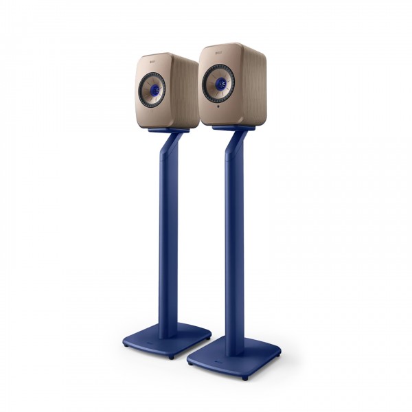 KEF S1 Cobalt Blue Floor Stands with white KEF LSX II