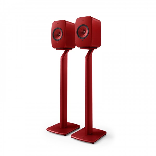 KEF S1 Crimson Red Floor Stands with KEF LSX II