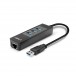 Lindy USB 3.0 Hub & Gigabit Ethernet Converter - angled