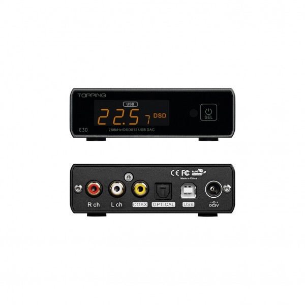 Topping E30 Desktop DAC, Silver - Rear