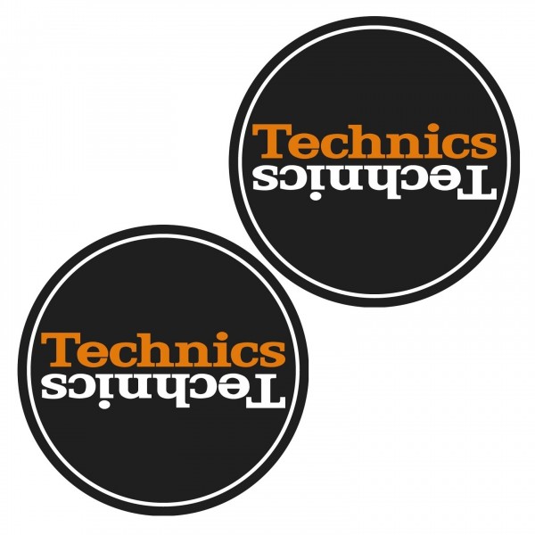 Technics Slipmat Duplex 6: White/Orange Mirror on Black - Pair