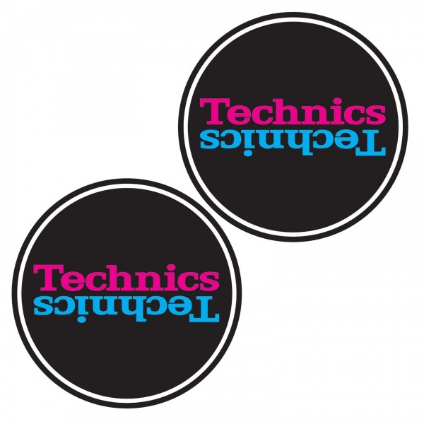 Technics Slipmat Duplex 5: Pink/Blue Mirror on Black - Pair