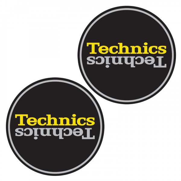 Technics Slipmat Duplex 4: Silver/Yellow Mirror on Black - Pair