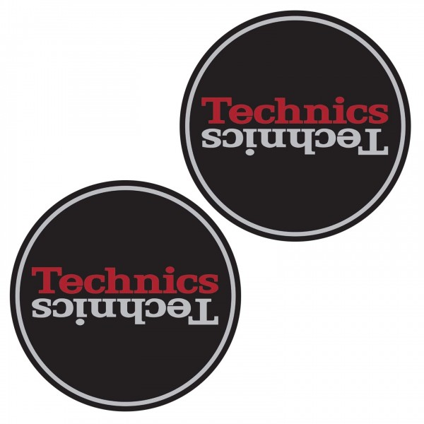Technics Slipmat Duplex 2: Silver/Red Mirror on Black - Pair