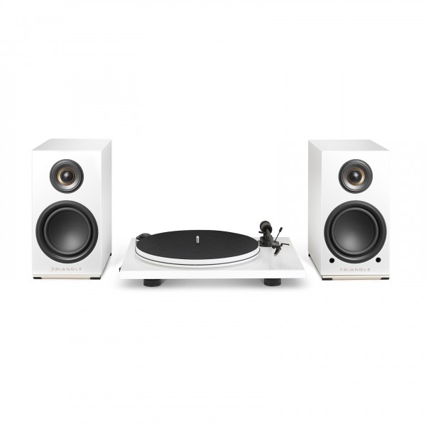Triangle AIO Twin Bookshelf Speakers Turntables Frost White