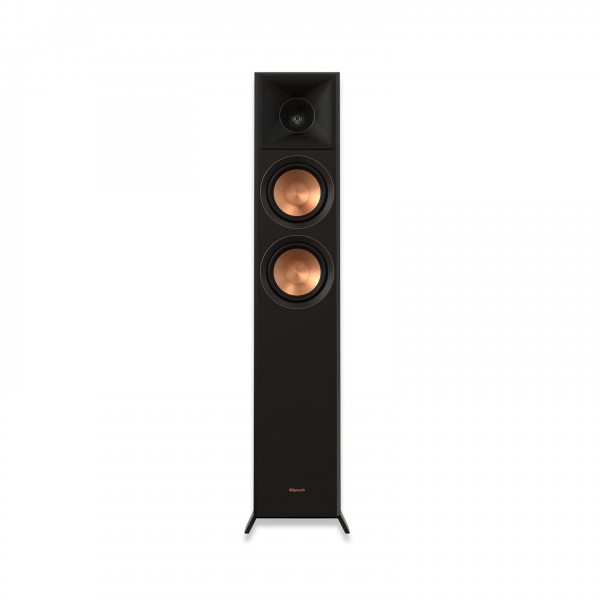 Klipsch RP-5000F mkII Floorstanding Speakers (Pair), Ebony front view with tweeter and woofers