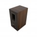 Klipsch RP-500M MKII Bookshelf Speaker (Pair), Walnut rear view from above with Tractrix port and binding posts