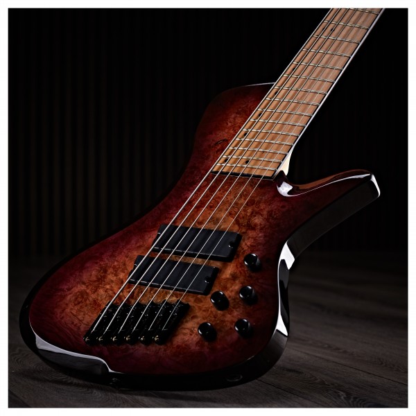 RedSub Coliseum Fanned Fret 6-String Bass, Purple Burl Burst