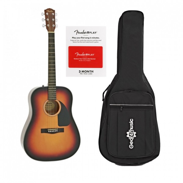 Fender CD-60 V3, Sbrst & Padded Acoustic Guitar Gig Bag by Gear4music