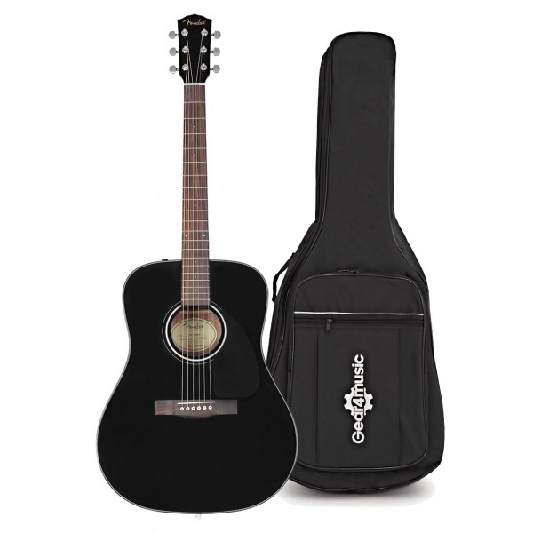 Fender CD-60 V3, Black & Padded Acoustic Guitar Gig Bag by Gear4music
