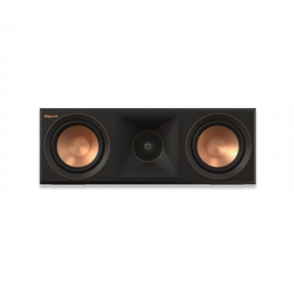 Klipsch RP-500C MKII Centre Speaker (Single), Ebony front view of Tractrix tweeter and dual Cerametallic woofer