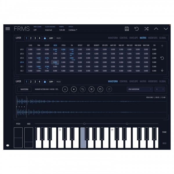 Imaginando FRMS - Granular Synth - Main interface 2