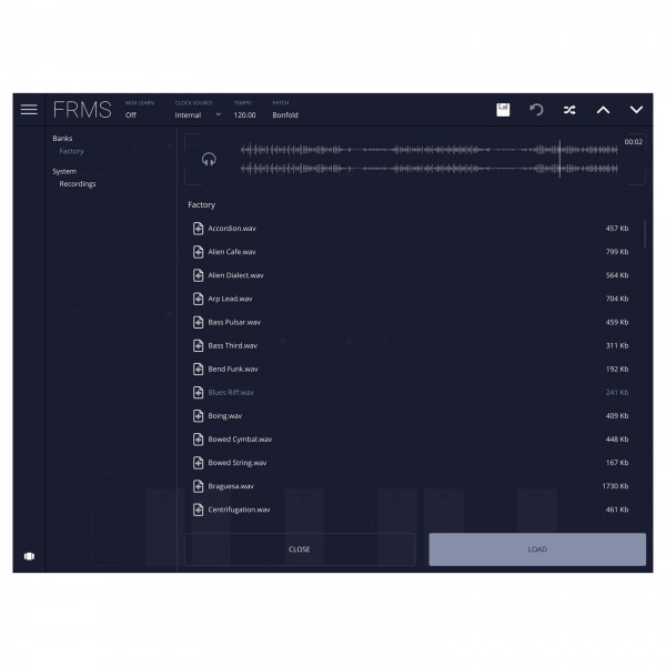 Imaginando FRMS - Granular Synth - Settings