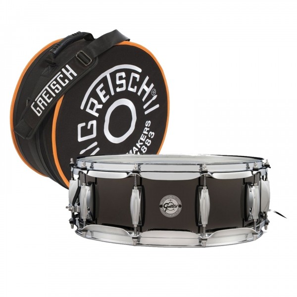 Gretsch Full Range 14" x 5" Black Nickel Over Steel Snare Drum & Bag