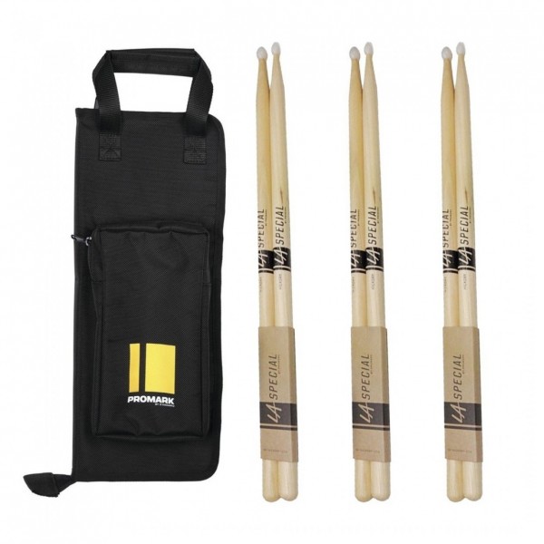 Promark Stick Bag & LA 5B Nylon Tip Drumsticks Bundle
