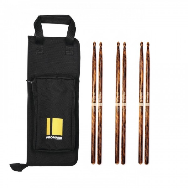 Promark Stick Bag & Classic Forward 5A FireGrain Drumsticks Bundle