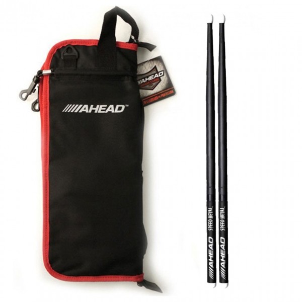 Ahead Deluxe Stick Bag & Speed Metal Sticks, Black/Red