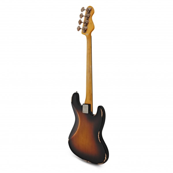 Vintage V74 Icon Left-Handed Fretless Bass, Sunset Sunburst