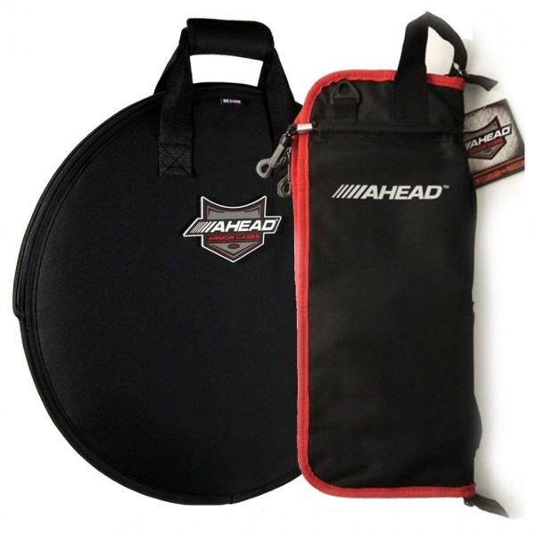 Ahead Deluxe Stick Bag & Cymbal Bag Bundle, Black/Red