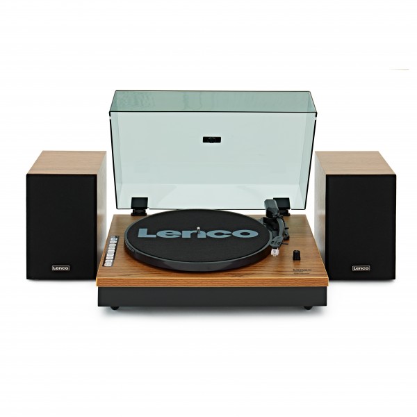 Lenco LS-300 Turntable with Speakers Bundle, Wood