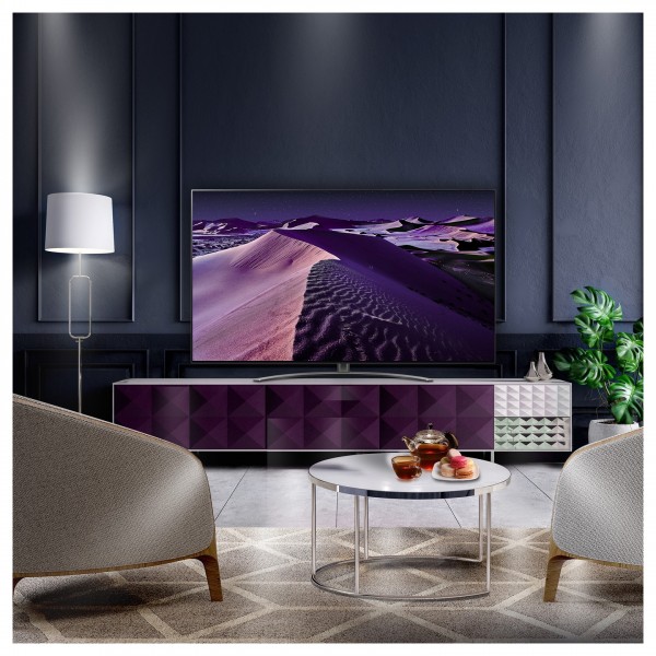 LG 55QNED866QA 55 inch Smart TV, freestanding in living room environment