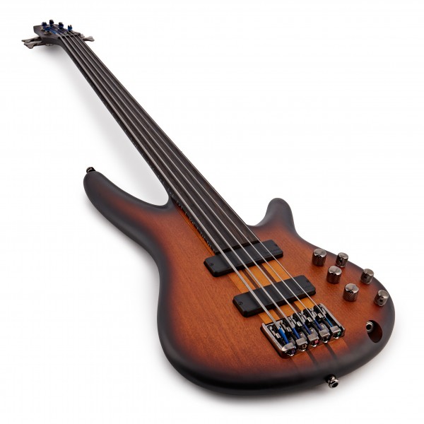 Ibanez SRF705 5-String Fretless Bass, Brown Burst Flat