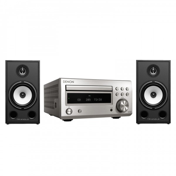 Denon RCD-M41 Silver Micro System w Triangle BR03 Speakers, Black Both View