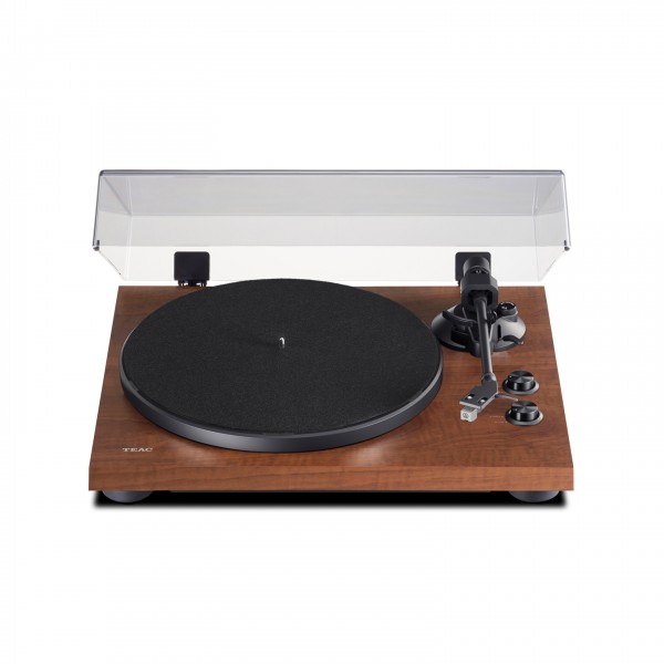 TEAC TN-280BT-A3 Bluetooth Turntable, Walnut Front View With Cover