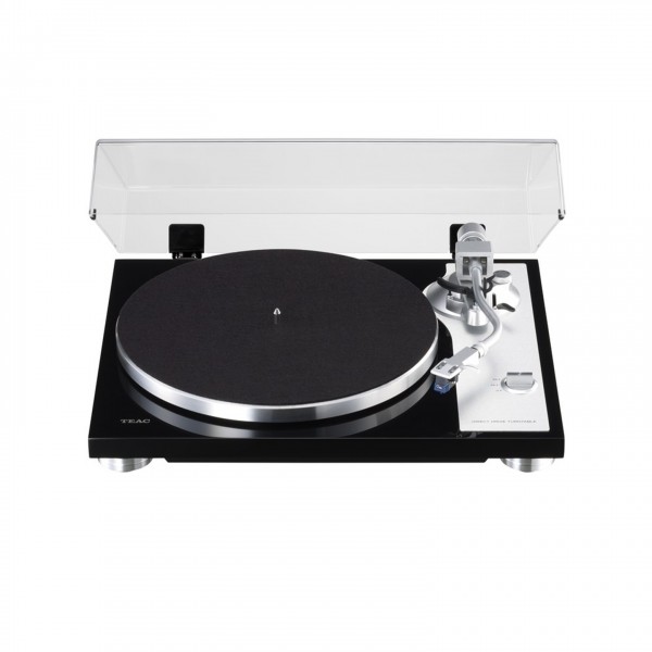 TEAC TN-4D-SE Direct Drive Turntable, Black Front View With Dust Cover