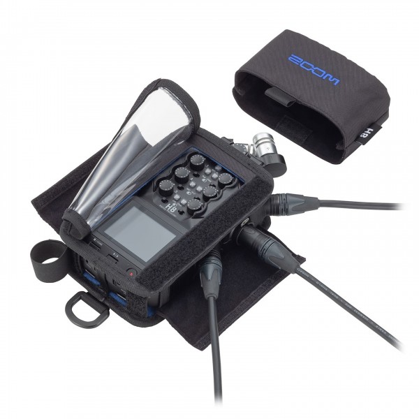 Zoom H8 Recorder with Case - Angled With Cables (H8 Not Included)