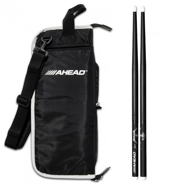 Ahead Deluxe Stick Bag & Lars Ulrich Scary Guy Sticks, Black/Grey