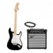 Squier Affinity Stratocaster MN, Black & 15W Electric Guitar Amp 