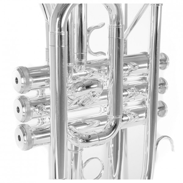 Roy Benson CR202 Bb Cornet, Silver Plated Close Up