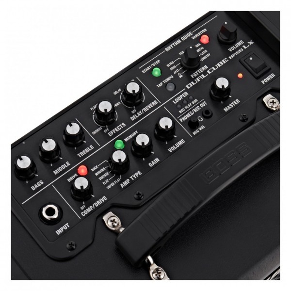 Boss Dual Cube Bass LX Bass Guitar Amplifier with Footswitch top