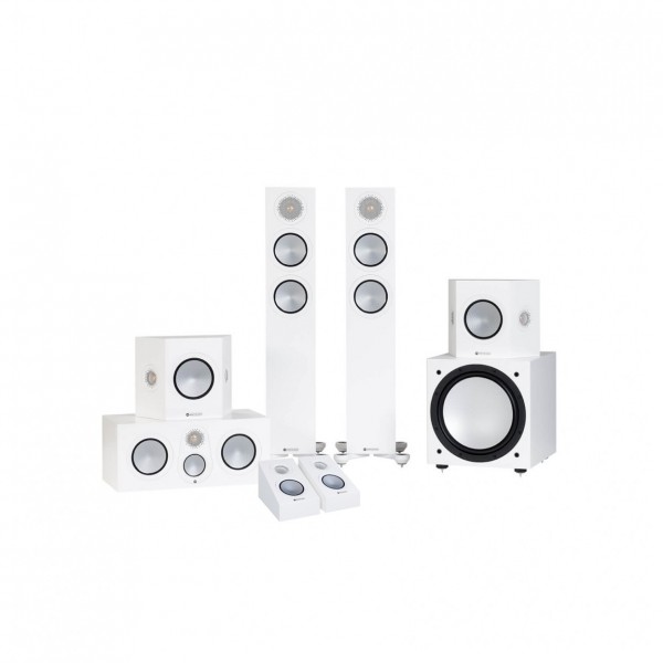 Monitor Audio Silver 200 7G 5.1.2 Atmos Speaker Package, Satin White