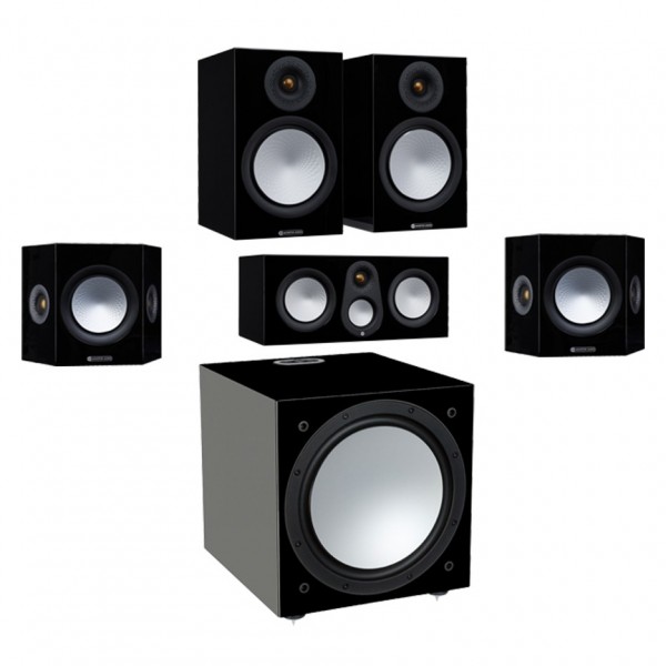 Monitor Audio Silver 100 7G 5.1 Speaker Package, Gloss Black