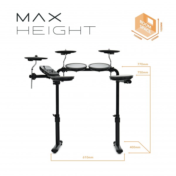 VISIONDRUM Compact Mesh Electronic Drum Kit With Stool and Headphones