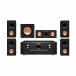 Marantz SR6015, Black & Klipsch R-50M 5.1 Speaker Package, Black Full View