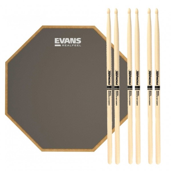 RealFeel Evans Apprentice Pad & Promark 5A Wood Tip Sticks, 7''