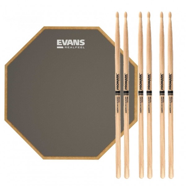 RealFeel Evans Apprentice Pad & Promark 7A Wood Tip Sticks, 7''