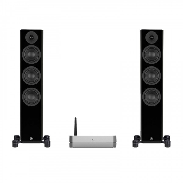 System Audio Legend 40 Active Speakers, Black & Wireless Hub Full View