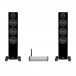 System Audio Legend 40 Active Speakers, Black & Wireless Hub Full View